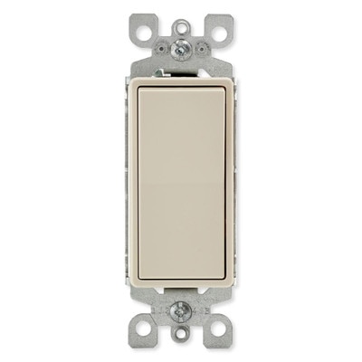 Leviton Decora Rocker Single-Pole AC Quiet Switch, 15A, 120/277V, Light Almond